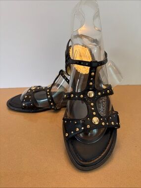 MONTEGO BAY CLUB Black Studded T-Strap Sandals - NEW